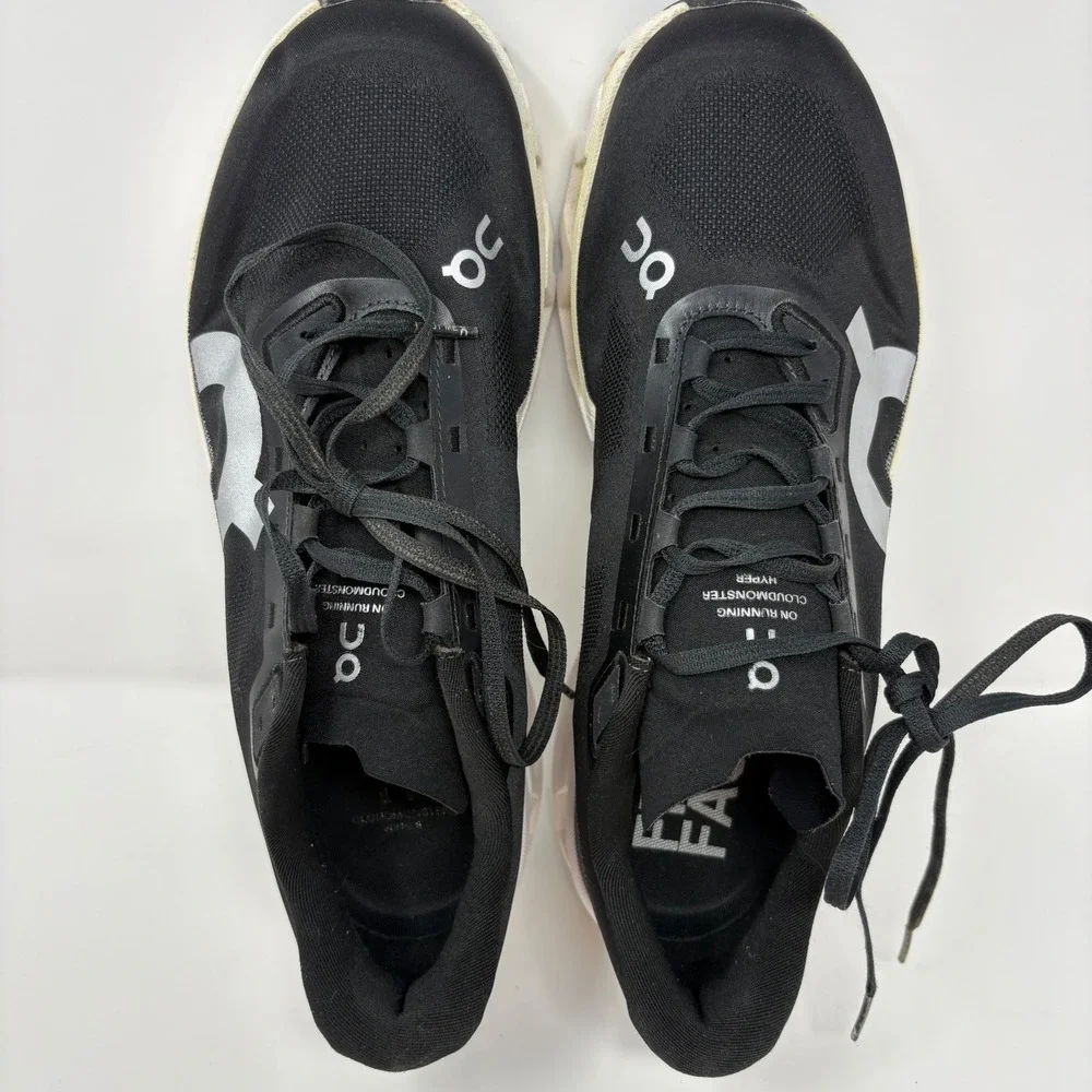 On Cloudmonster Hyper Men's Size 12 Black White Athletic Running Shoes